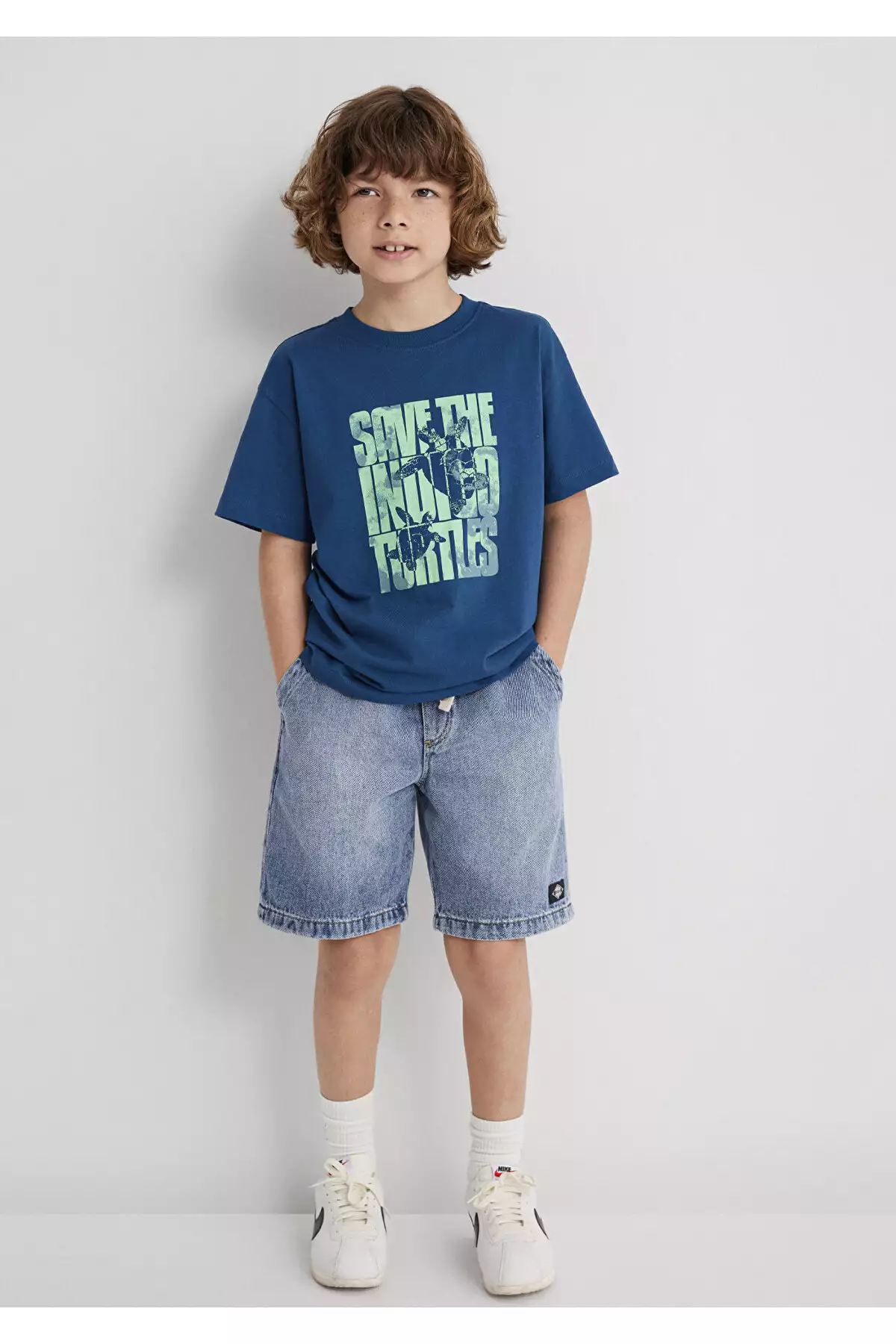 تیشرت آبی چاپی لاکپشتهای ایندیکو - فیت آزاد / برش راحت برند Mavi - 946723039