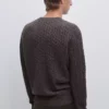 کورسویی با یقه بیسیکلت و طرح بافت مو برند Massimo Dutti - 987441228