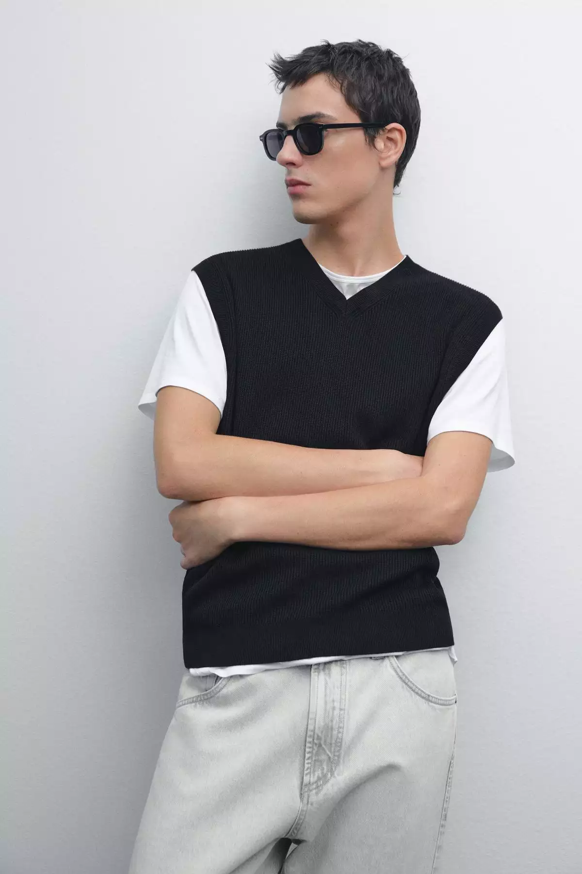 ژاکت با یقه V برند Massimo Dutti - 957244836