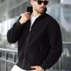 کاپشن پلوور مردانه یقه ایستاده زیپ دار مشکی E7166 برند Madmext - 991246908