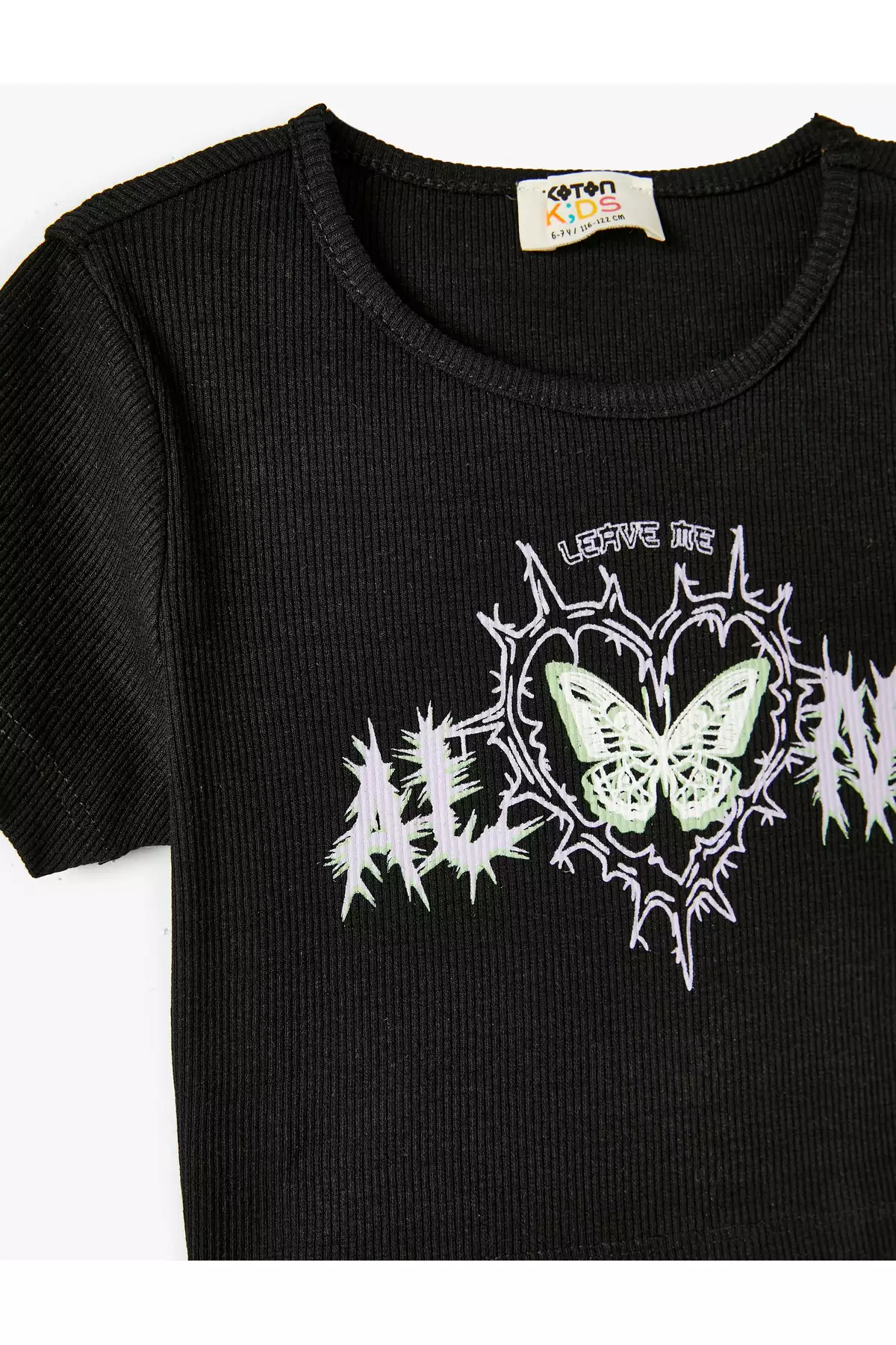 تیشرت کوتاهدست با یقه گرد و طرح دار، دارای برش و نوار دوزی برند Koton - 804882187