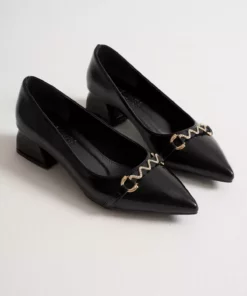 کفش زنانه پاشنه بلک با زیره براق و تزئینات سنگی برند Silver Lady - 986690316