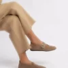 مناسبات روم به رنگ بژ با جزئیات سوئدی، جزئیات چرم واقعی، کف تخت باری زنانه برند NİŞANTAŞI SHOES - 988763809