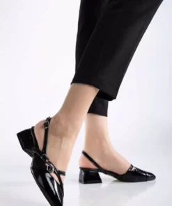 کفش زنانه پاشنه کوتاه با اسپیدک و بند نوک تیز برند Genetti - 930883805