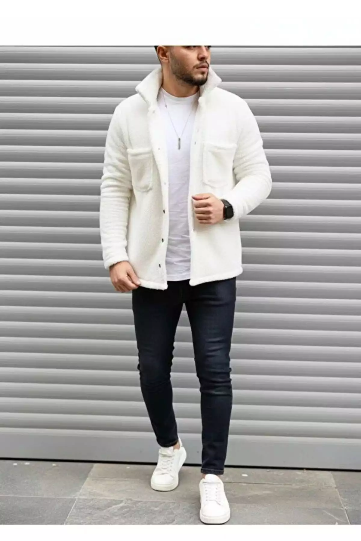 ژاکت و کاپشن پشمی زمستانی مردانه و زنانه سفید برند EKZMODA - 55080368