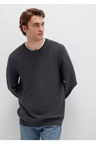 ژاکت یقه گرد آنتراسیت با طراحی معمولی / برش استاندارد 0710197-80106 برند Mavi - 994384430