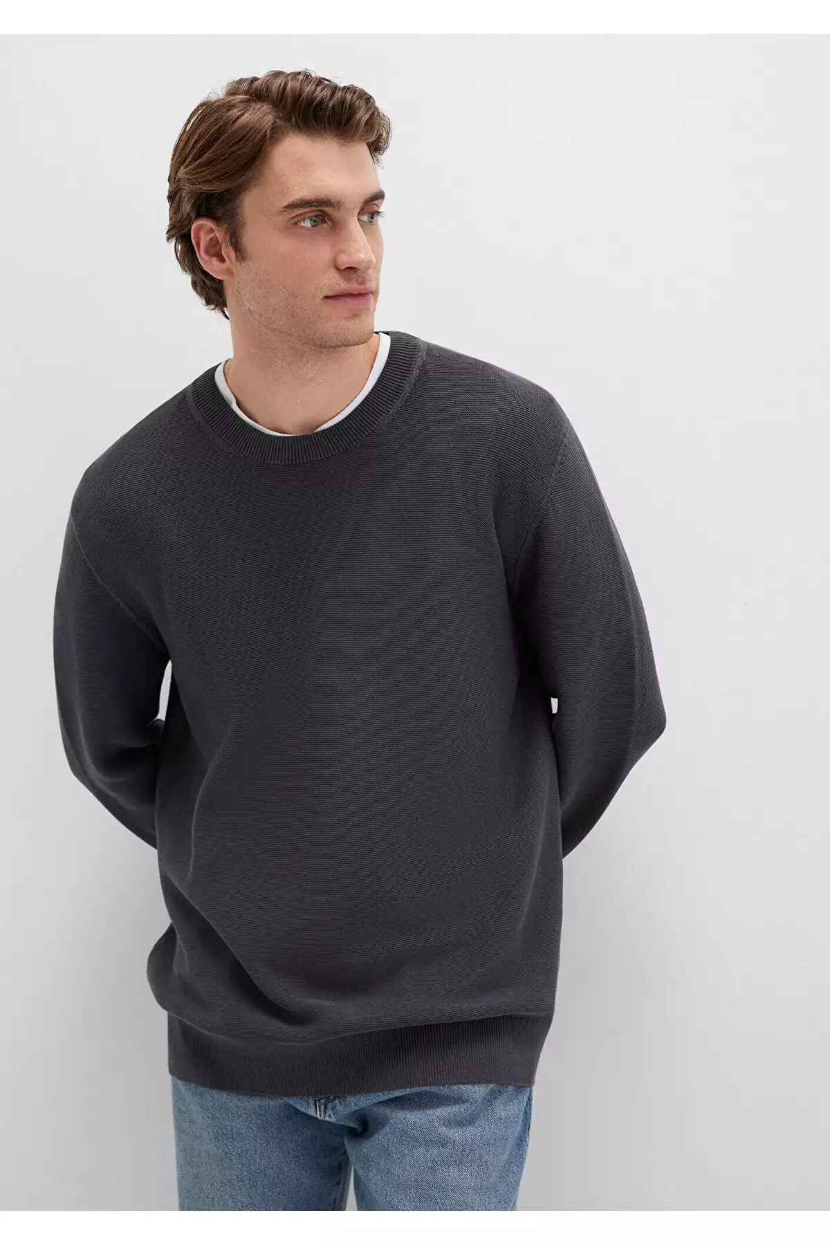 ژاکت یقه گرد آنتراسیت با طراحی معمولی / برش استاندارد 0710197-80106 برند Mavi - 994384430