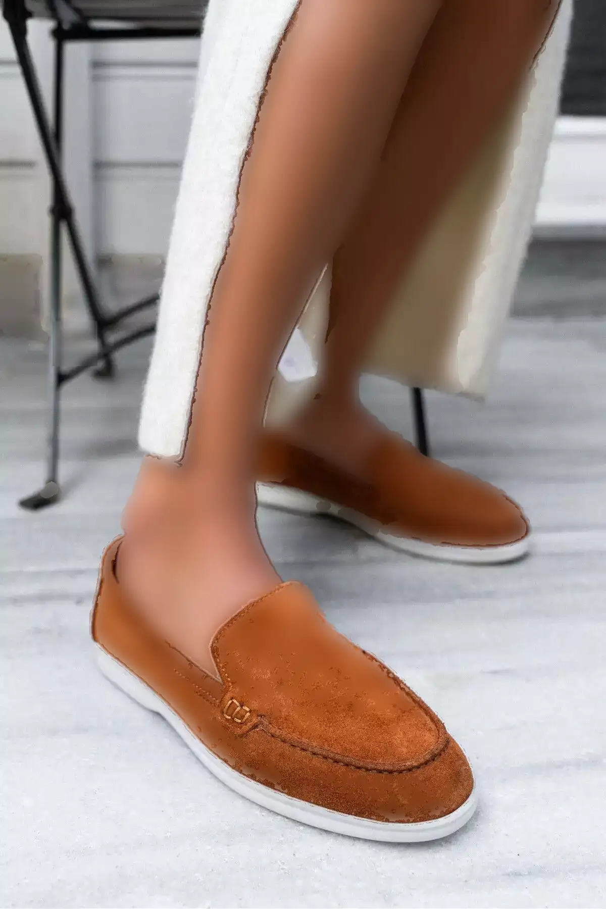 زنانه بامزه با کفی صاف از چرم طبیعی وین برند NİŞANTAŞI SHOES - 854433618