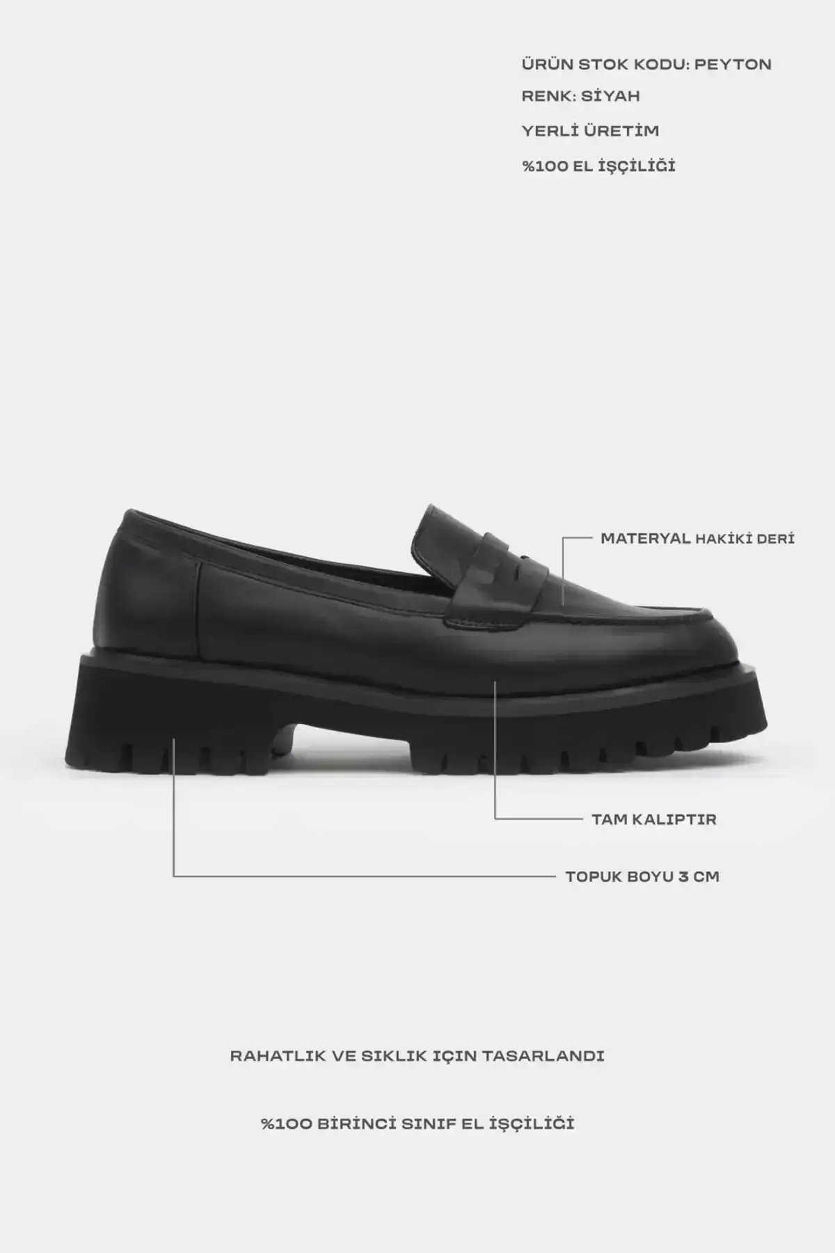 پیتن کفش لَوَفِر زنانه چرم طبیعی با پاشنه ضخیم رنگ مشکی برند NİŞANTAŞI SHOES - 762997480