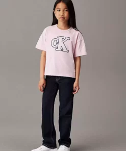 تی‌شرت بچه‌گانه دخترانه صورتی با طرح برند Calvin Klein - 887268669