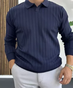 کشی مردانه یقه باز با طرح معمولی به رنگ سرمهای Edw412 برند Edwox - 982887456