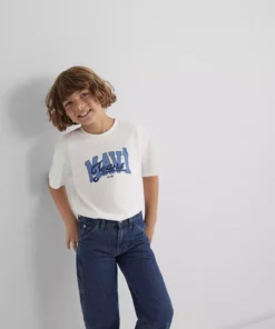 تیشرت نخی اکری با چاپ جین، مدل Loose Fit / برش گشاد 6610373-70057 برند Mavi - 957958825