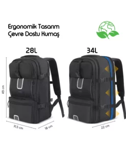 کوله‌پشتی سفر اکسپلور اکو ۳۴ لیتری MCE-1205، کوله‌پشتی مناسب برای لپ‌تاپ ۱۷.۳ اینچی، کوله‌پشتی سایز کابین برند Mack - 851595344