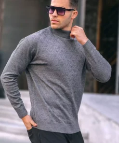 کاپشن با یقه گرد مردانه با رنگ آنتراسیت 6301 برند Madmext - 386394873