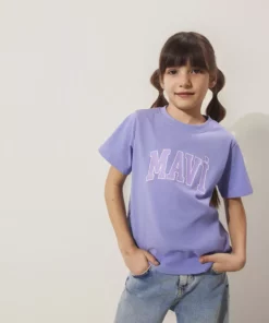 تیشرت بن(push) طرح نوشته دار بنفش رنگ / قصه عادی 7610109-70541 برند Mavi - 702046990