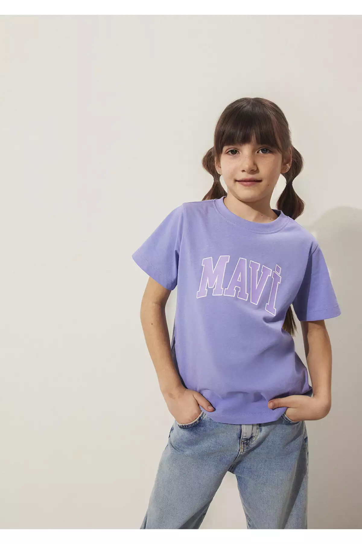 تیشرت بن(push) طرح نوشته دار بنفش رنگ / قصه عادی 7610109-70541 برند Mavi - 702046990
