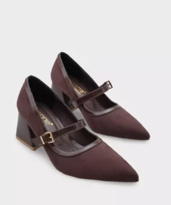 کفش زنانه پاشنه متوسط باریک با بند از جنس سوئید مصنوعی، مدل سوزان سیوری برونلو برند Capone Outfitters - 987999998
