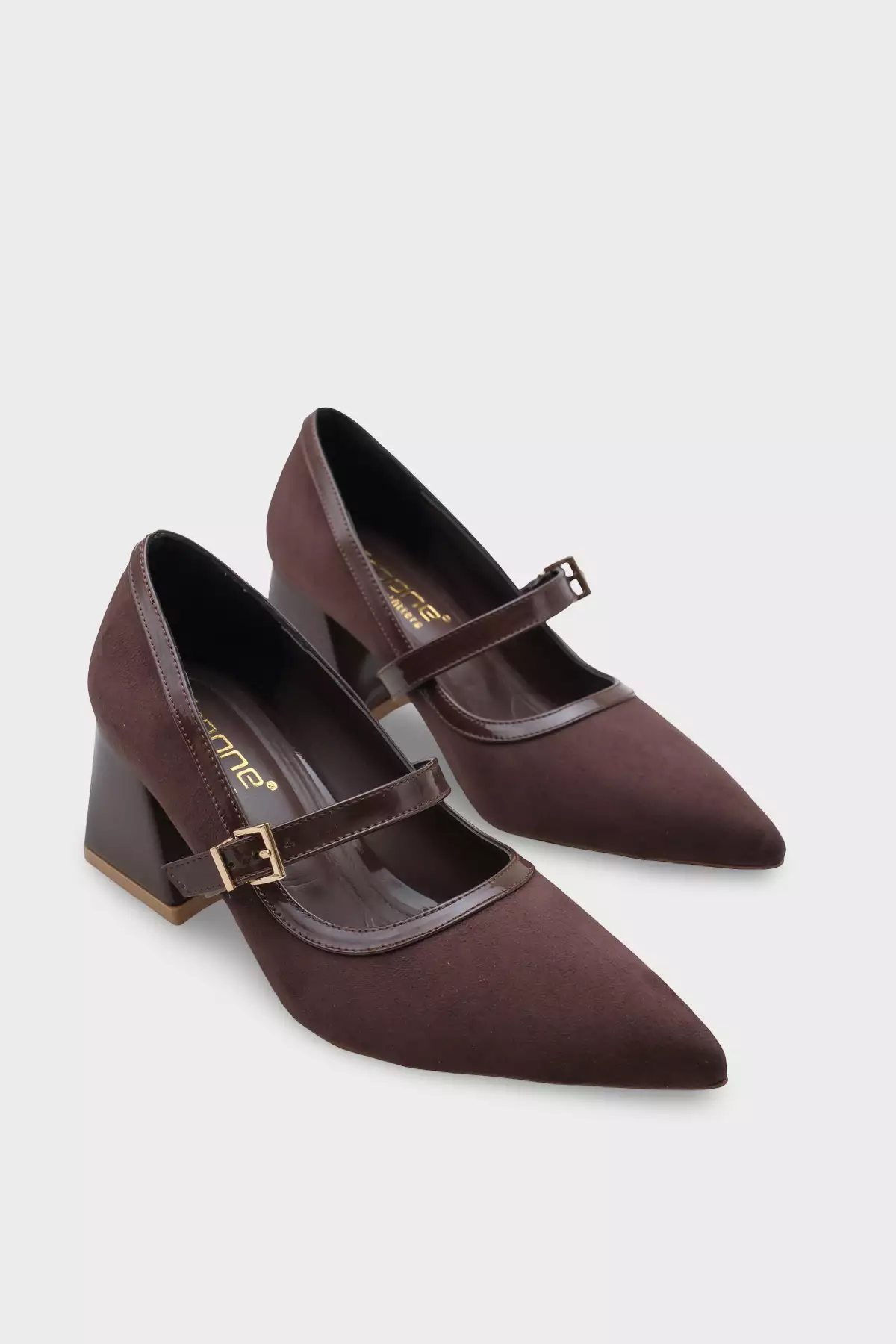 کفش زنانه پاشنه متوسط باریک با بند از جنس سوئید مصنوعی، مدل سوزان سیوری برونلو برند Capone Outfitters - 987999998