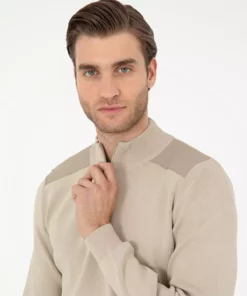 کالا: بافتنی یقه ایستاده زیپ دار مدل بیج (اندازه متناسب) کد 50296417-VR011 برند Pierre Cardin - 858385552