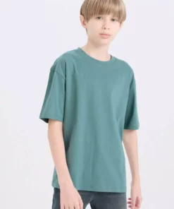 تیShirt ساده کوتاه آستین با یقه گرد و سایز بزرگ برای پسر بچهها B5927A825SM برند Defacto - 888613776