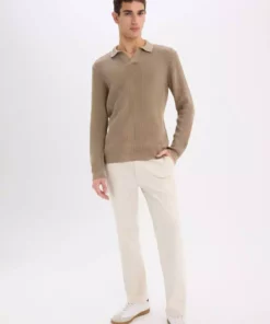 پولوشرت یقه دار بافت استاندارد E6752AX24WN برند Defacto - 891634013