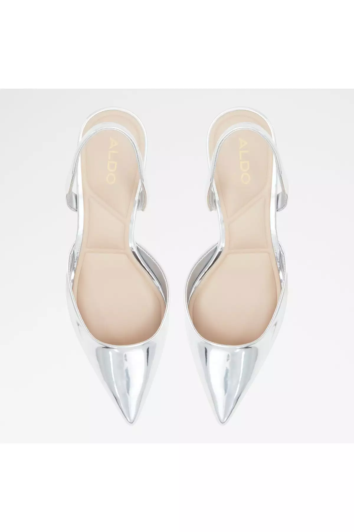 گاوآی دیسی - کفش مجلسی پاشنه نازک زنانه از چرم مصنوعی نقرهای برند Aldo - 922444247