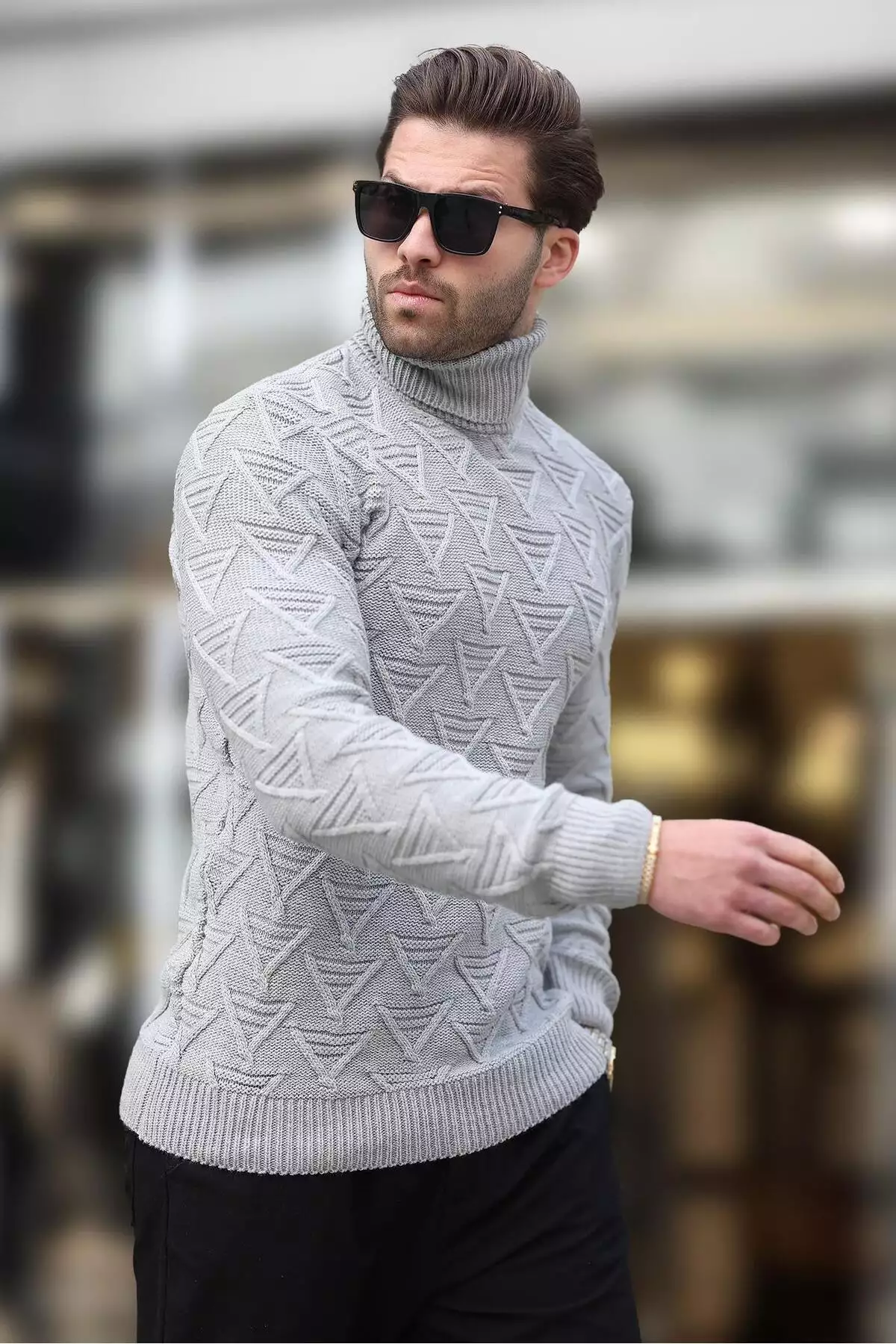 بلوز مردانه یقه گرد طرح دار E7292 برند Madmext - 871087018