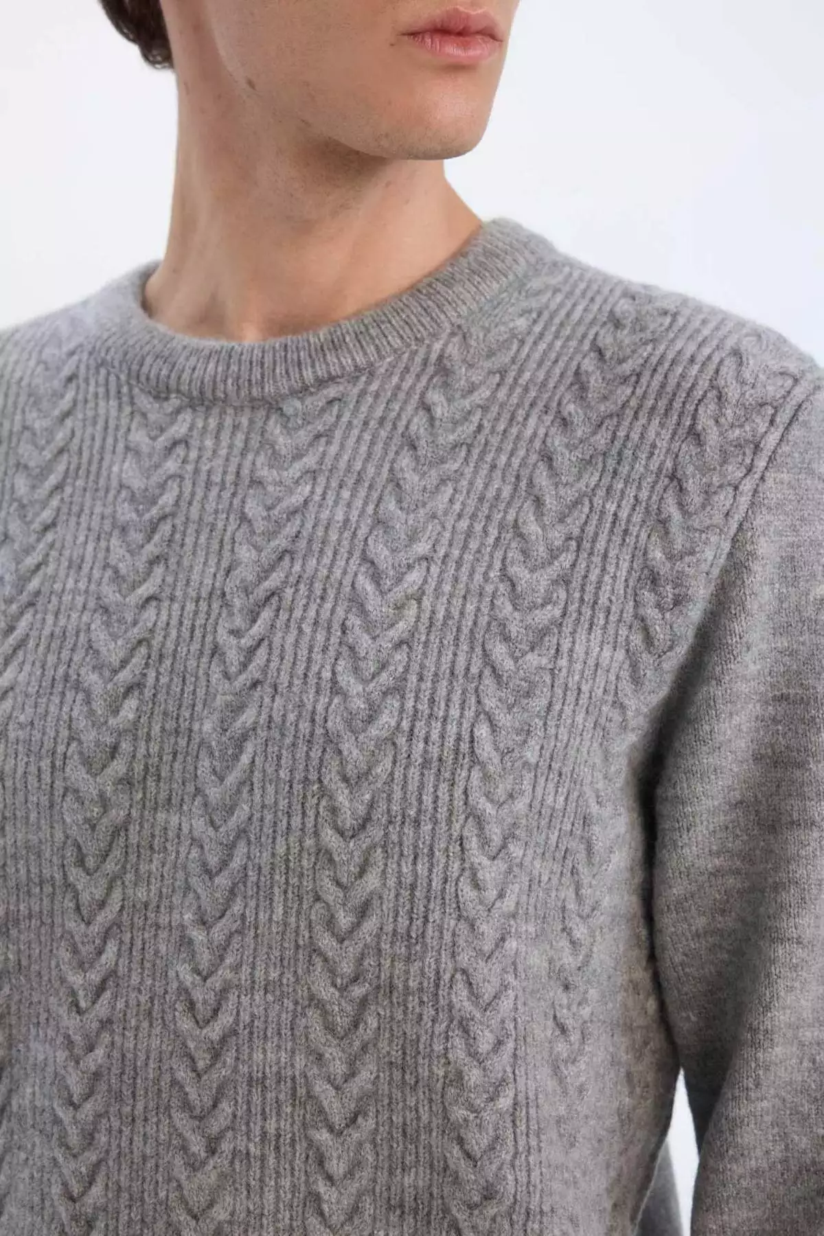 ژاکت بافت گردن گرد استاندارد فیت مدل E1007AX24WN برند Defacto - 885335906