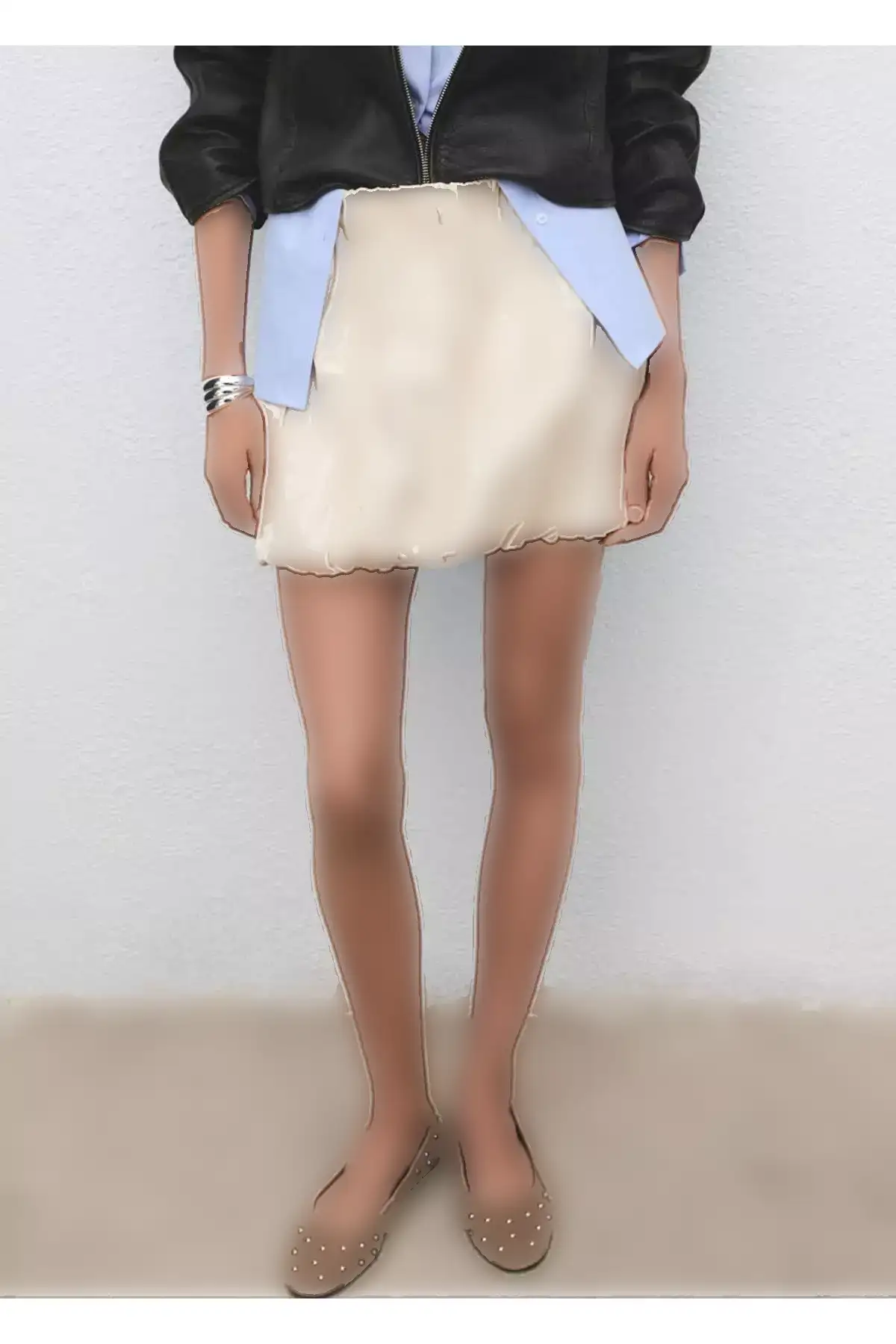 بافت چرم زیمبالی برند MANGO - 960463294