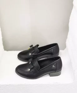 کفش روزمره زنانه با پاشنه ۴ سانتی‌متری از جنس چرم طبیعی و با طراحی پاپیونی برند Mammamia - 902365380