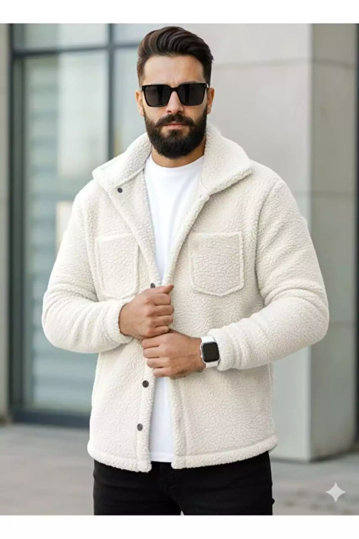 ژاکت و کاپشن پشمی زمستانی مردانه و زنانه سفید برند EKZMODA - 55080368