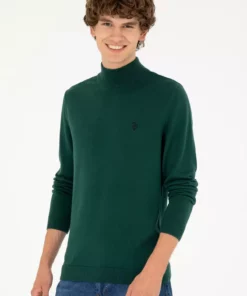 پولوشرت مردانه اسلیم فیت یقه نیمه بلند سبز تیره کد 50293499-VR079 برند U.S. Polo Assn. - 862426303