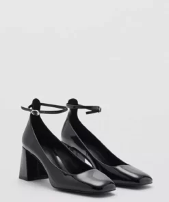 کفش پاشنهدار با ظاهر چرم لغزنده برند MANGO - 882276266