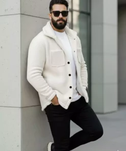 ژاکت و کاپشن پشمی زمستانی مردانه و زنانه سفید برند EKZMODA - 55080368