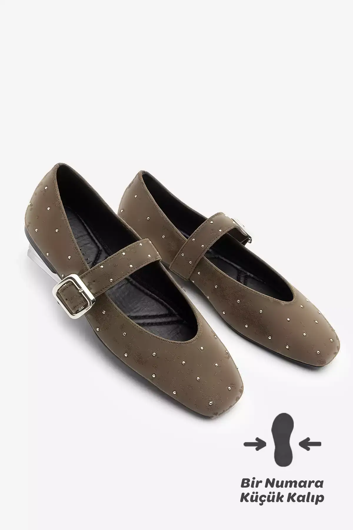 کفش زنانه مجلسی با پاشنه کوتاه و سگکدار ولونا، چرم سوئد قهوهای برند Marjin - 981685441