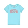 تیشرت ساده دخترانه آبی با یقه گرد از جنس پنبه و چاپ طرح یوسپا 50306042-VR007 برند U.S. Polo Assn. - 930728946