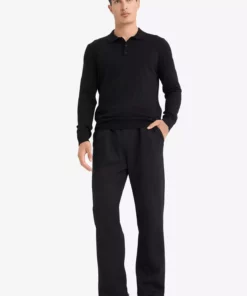 پولوشرت یقه دار با برش استاندارد و بافت نرم، کاپشن بافت پریمیوم D0454AX24AU برند Defacto - 852895142