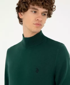 پولوشرت مردانه اسلیم فیت یقه نیمه بلند سبز تیره کد 50293499-VR079 برند U.S. Polo Assn. - 862426303