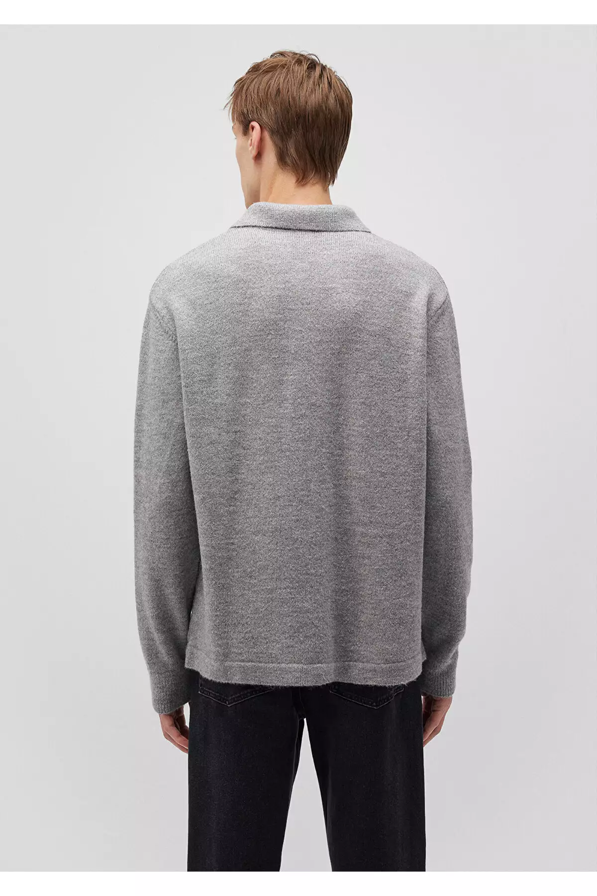 ژاکت خاکستری یقه polo با برش آزاد / برش راحت 0710232-80018 برند Mavi - 869800331