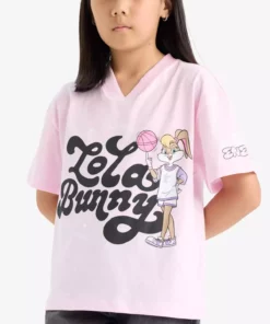 تیشرت کوتاهمدت یقه V Relax Fit مخصوص دختران با طرح لونی تونز F5392A825HS برند Defacto - 942513539