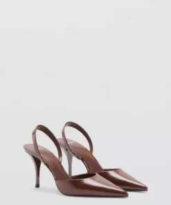 کفش نوک تیز با ظاهری شبیه چرم روغنی برند MANGO - 988859266