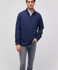 ژاکت ناهار آبی نیمه زیپ با ترکیب کشمیر و برش معمولی برند Mavi - 861164632