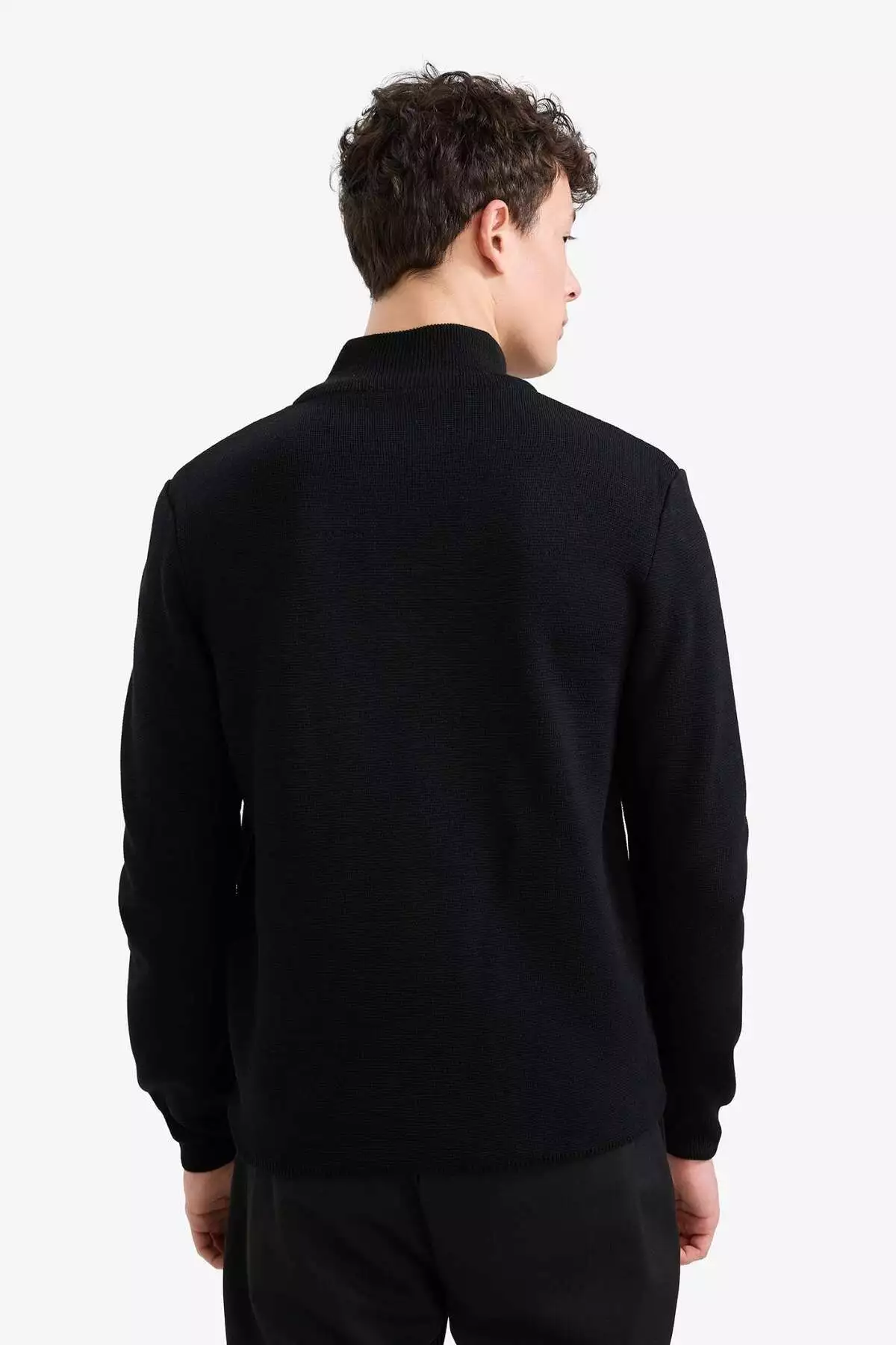 پولیور یقهدار زیپدار ساده با برش معمولی و رنگ سرمهای مدل A5184AX23WN برند Defacto - 761503237