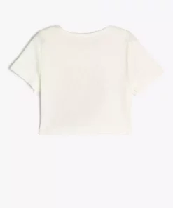 تی-Shirt کراپ کوتاه‌ آستین با یقه گرد و طرح یونیکورن از جنس پنبه برند Koton - 889633834