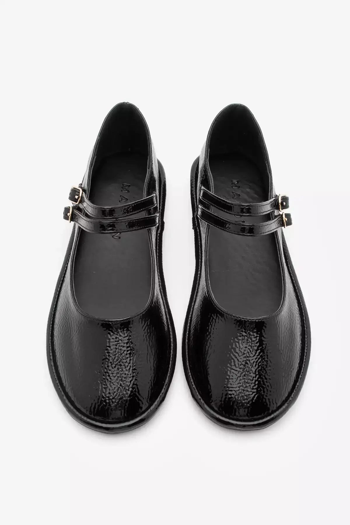 کفش بچه گانه زنانه با بند دوگانه و قفل لاریزن مشکی براق برند Marjin - 929153892