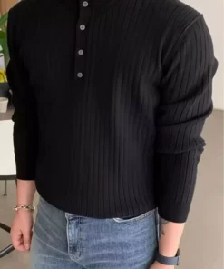 کاپشن بافتنی یقه هلدی دکمه‌دار فیت اسلیم ممفیس برند Oksit - 1015949672