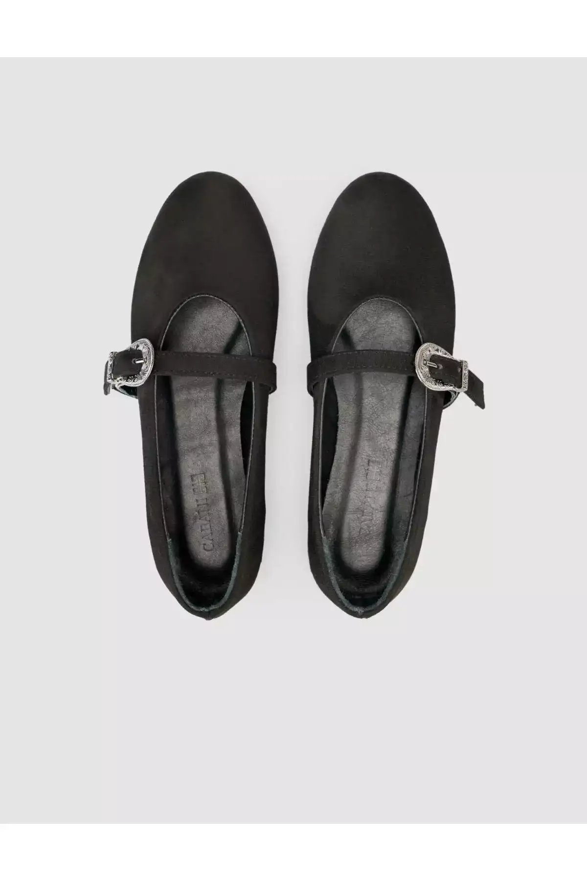 بافت سوئدی با جزئیات قفل، زنانه، کفش باله مشکی برند Cabani - 943918912