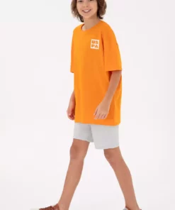 تیشرت گرد یقه دوچرخه‌ای نارنجی بچه‌گانه سایز بزرگ 50295447-VR051 برند U.S. Polo Assn. - 873064037