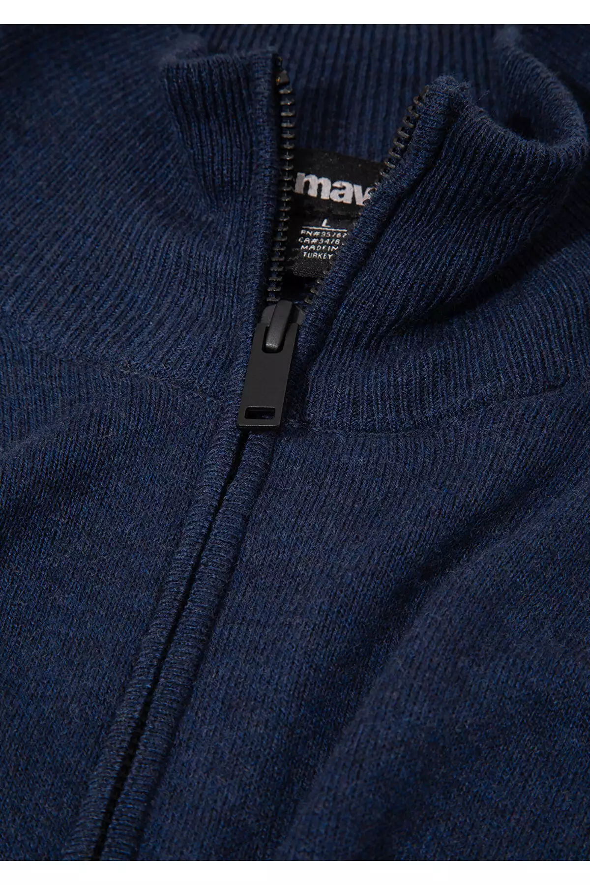 ژاکت ناهار آبی نیمه زیپ با ترکیب کشمیر و برش معمولی برند Mavi - 861164632