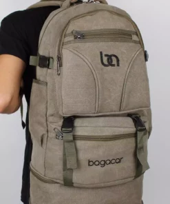 کولهپشتی کوهنوردی با کمربند و قابلیت لپتاپ 60 لیتری رنگ خاکی برند Bagacar - 129646910